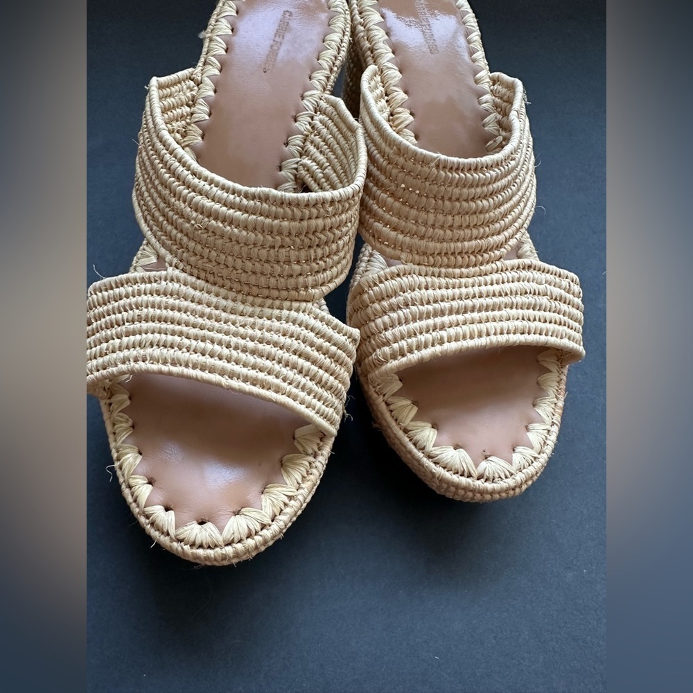 Carrie Forbes Raffia Crisscross Block-Heel Sandals - Picture 4 of 4
